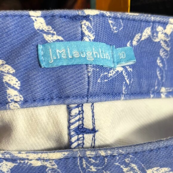J.McLaughlin Blue & White Nautical Rope Print Jeans Size 10 Stretch Pants - Picture 5 of 6